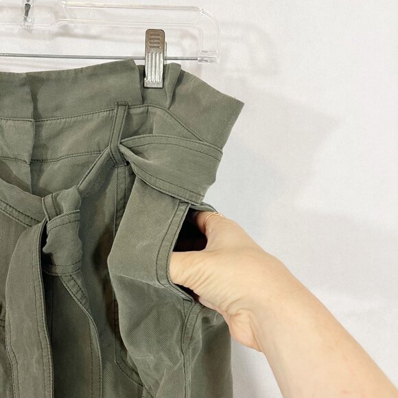 Boden Elgin Paperbag Shorts High Rise Green Lyocell Pockets - Size 8 - Picture 4 of 9